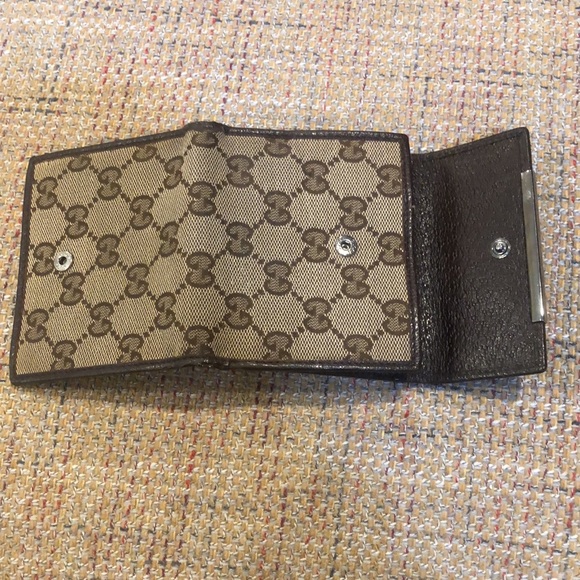 SOLD  GUCCI Men GG Trifold Canvas Jacquard Wallet Brown Leather - Picture 13 of 17
